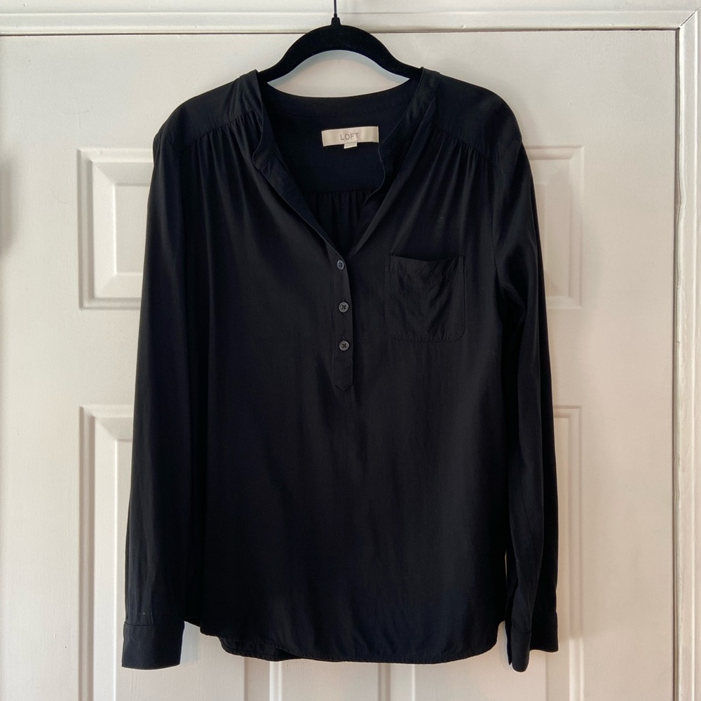 LOFT Women's Black Long Sleeve Top